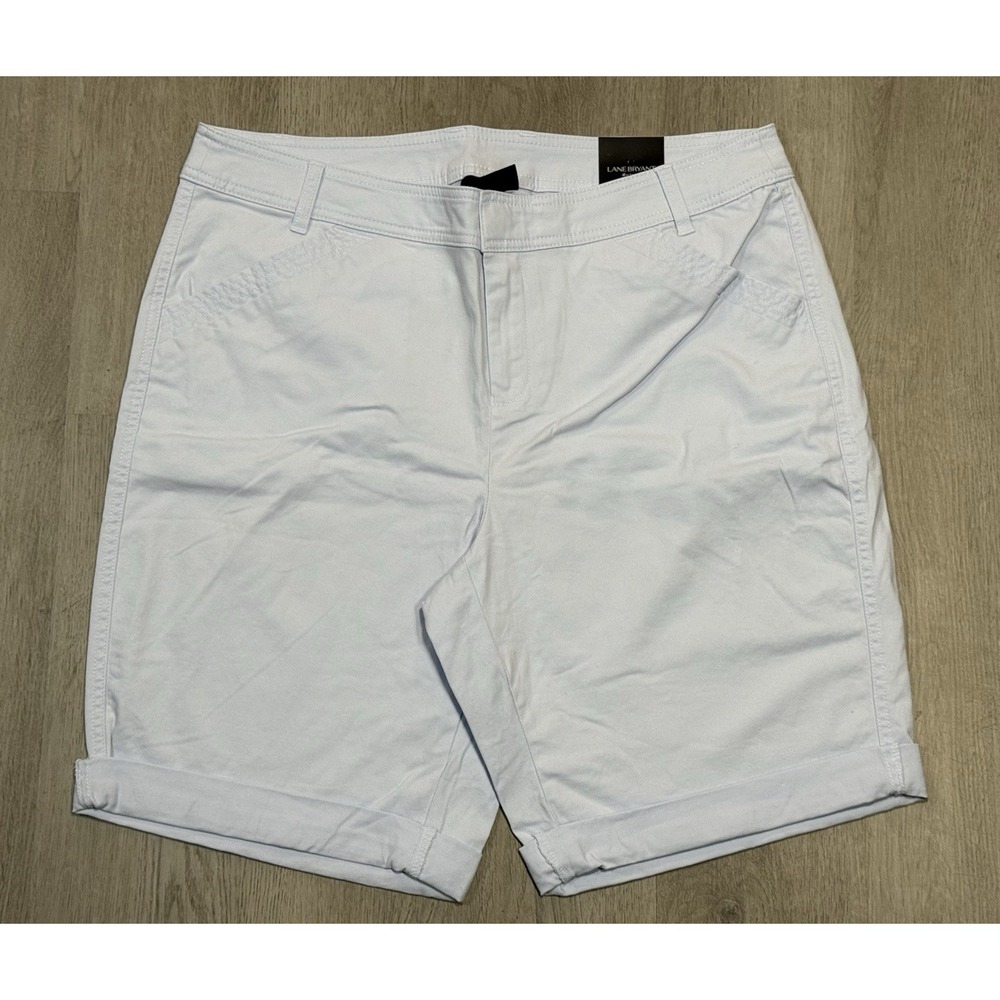 Lane Bryant Bermuda Shorts Women Size 14 High Rise Flat Front Light Blue NWT